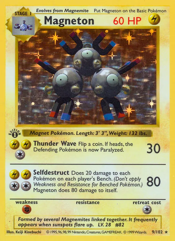 Magneton, first edition holofoil (base1-9_1eh)