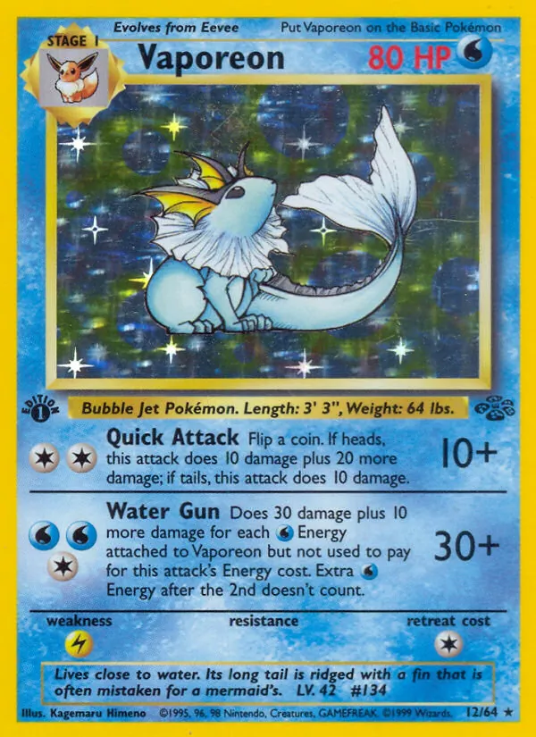 Vaporeon, first edition holofoil (base2-12_1eh)