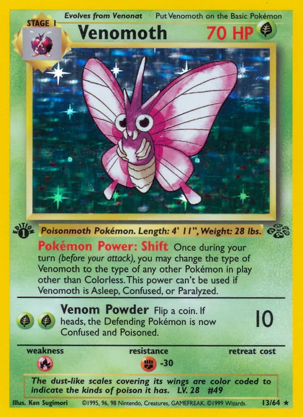 Venomoth, first edition holofoil (base2-13_1eh)