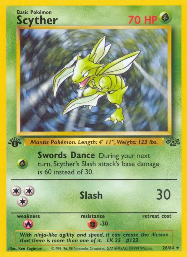 Scyther, first edition (base2-26_1e)