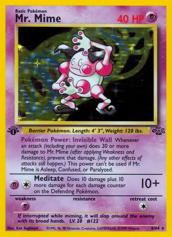 Mr. Mime, first edition holofoil (base2-6_1eh)