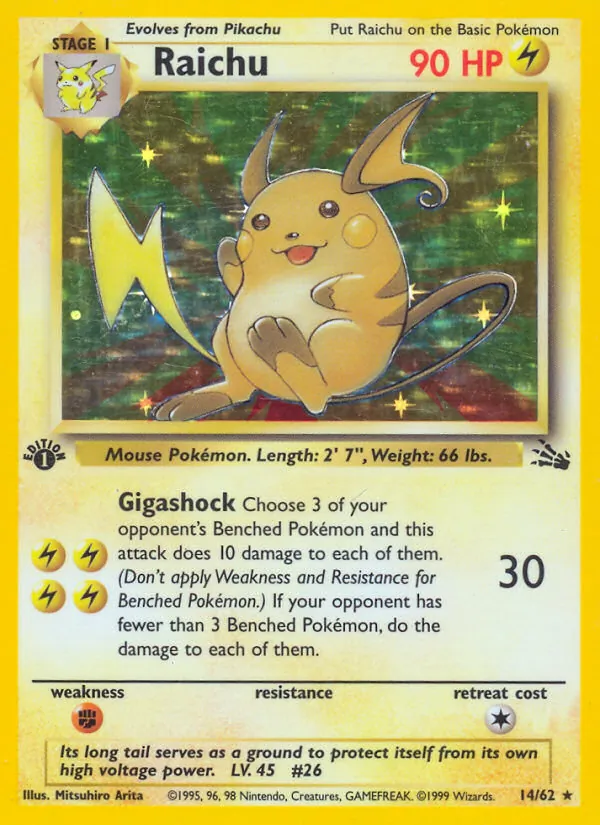 Raichu, first edition holofoil (base3-14_1eh)