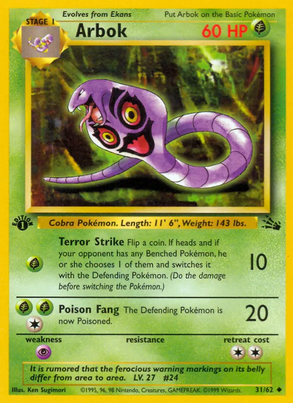 Arbok, first edition (base3-31_1e)