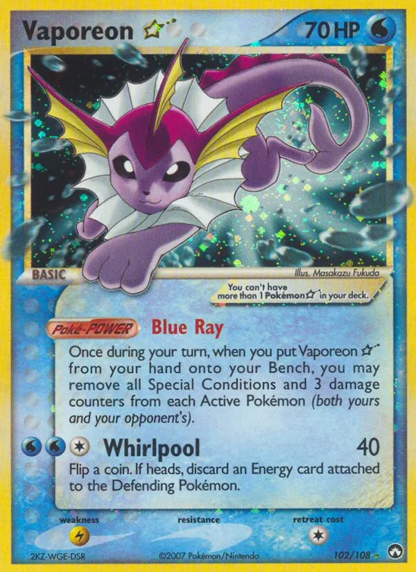 Vaporeon ☆, holofoil (ex16-102_h)