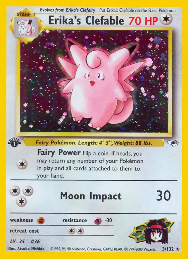 Erika's Clefable, first edition holofoil (gym1-3_1eh)