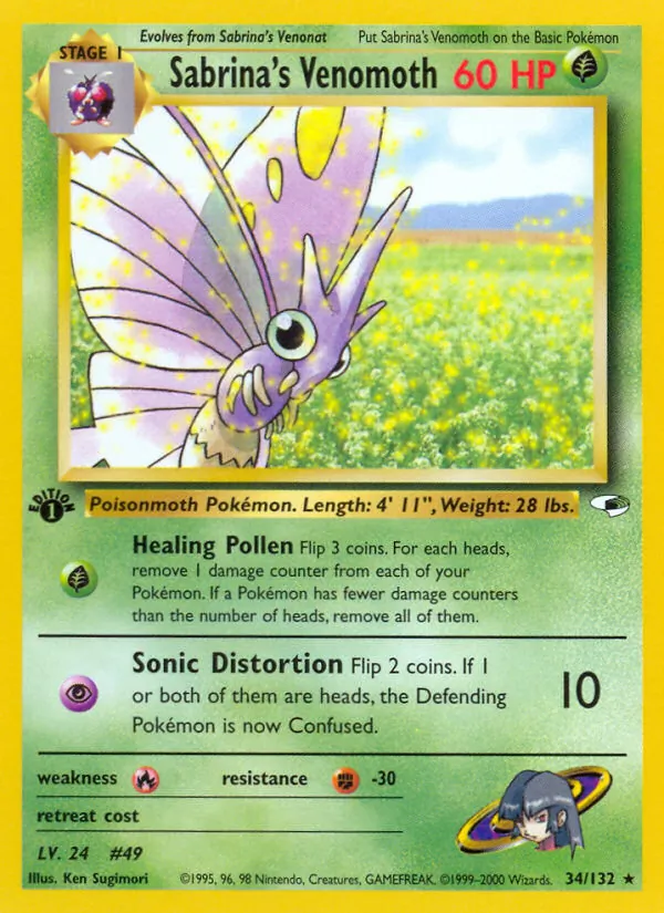 Sabrina's Venomoth, first edition (gym1-34_1e)