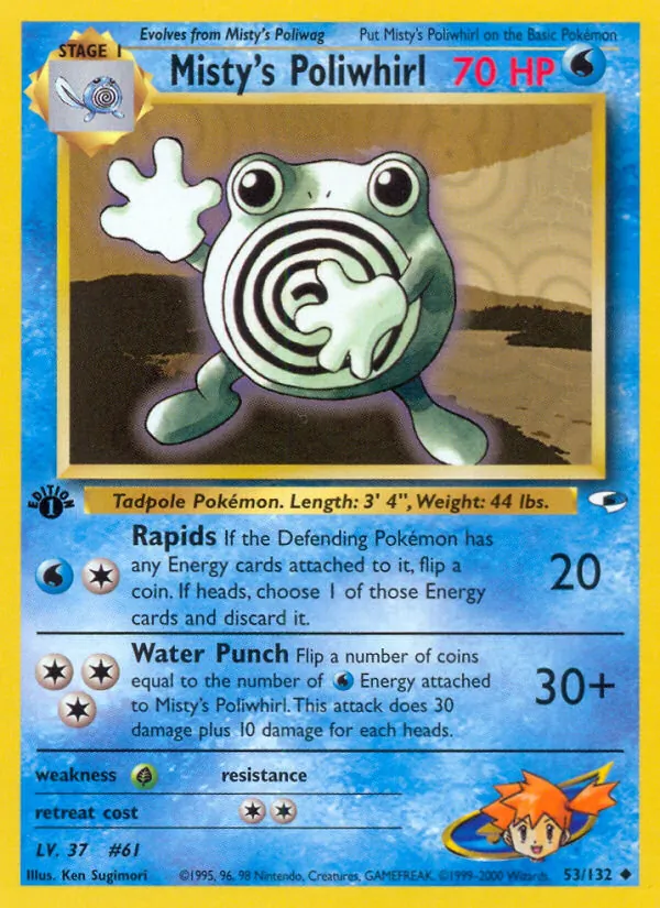 Misty's Poliwhirl, first edition (gym1-53_1e)