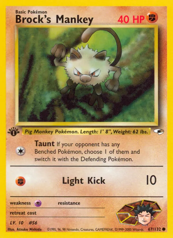 Brock's Mankey, first edition (gym1-67_1e)