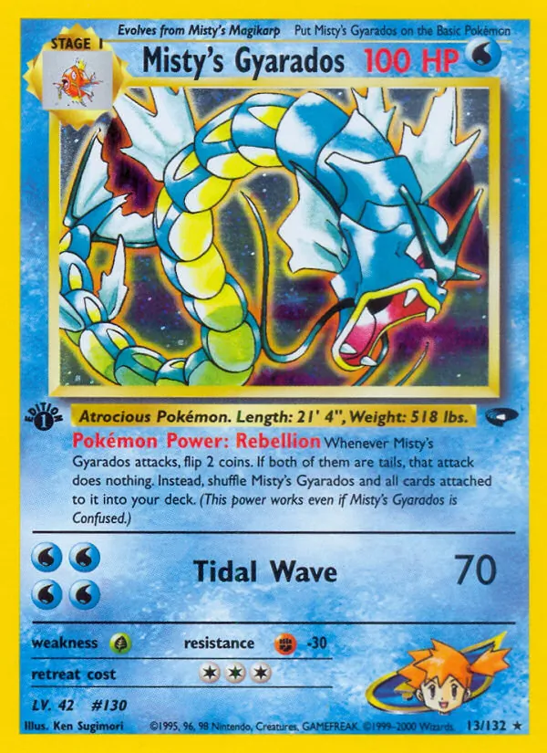 Misty's Gyarados, first edition holofoil (gym2-13_1eh)
