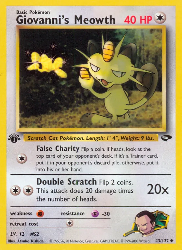 Giovanni's Meowth, first edition (gym2-43_1e)
