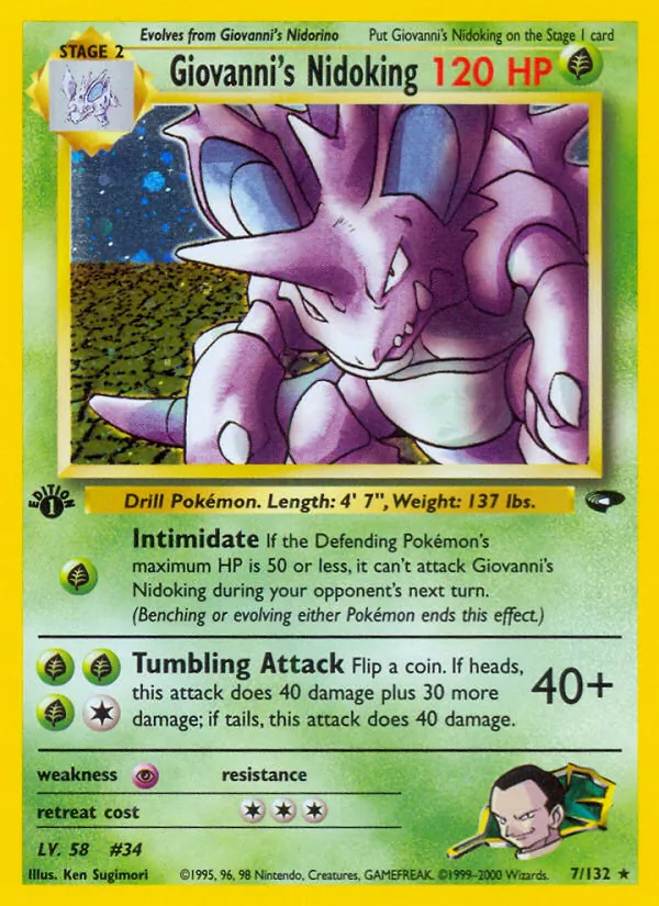 Giovanni's Nidoking, first edition holofoil (gym2-7_1eh)