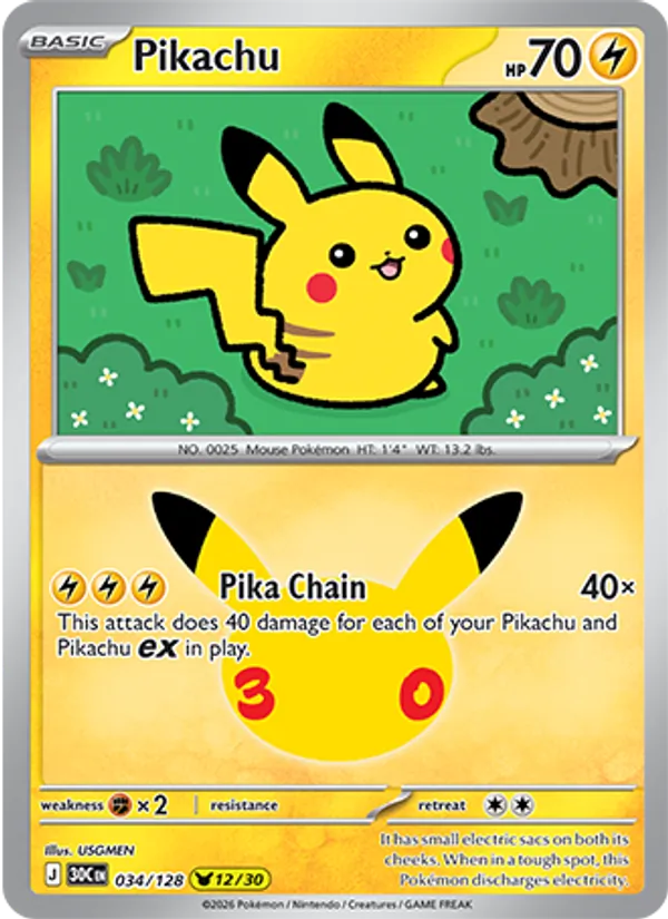 Pikachu, normal (30th-034)