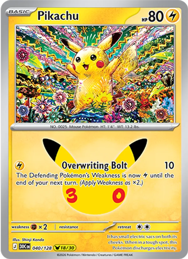 Pikachu, normal (30th-040)