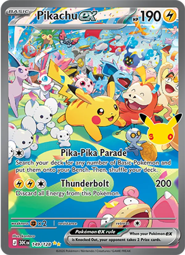 Pikachu ex, normal (30th-149)