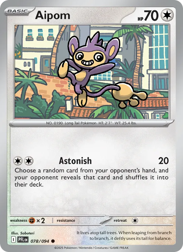 Aipom, reverse holofoil (me02-078_rh)