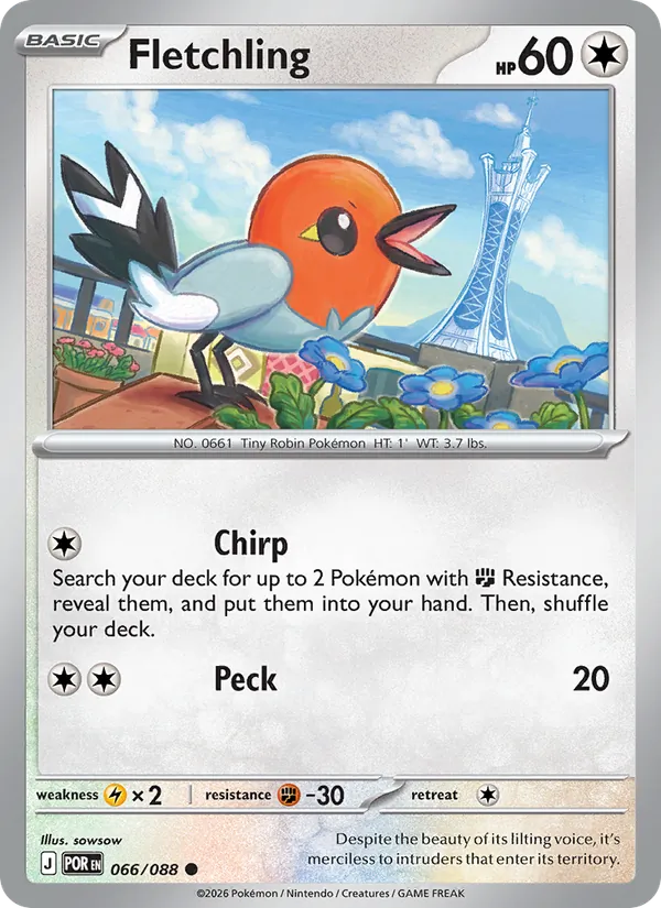 Fletchling, reverse holofoil (me03-066_rh)
