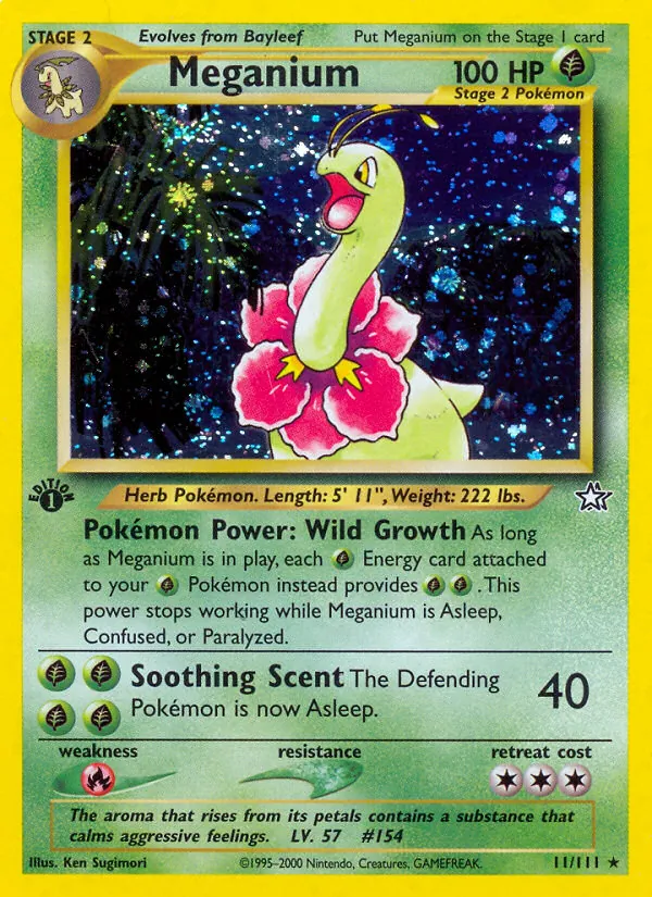 Meganium, first edition holofoil (neo1-11_1eh)