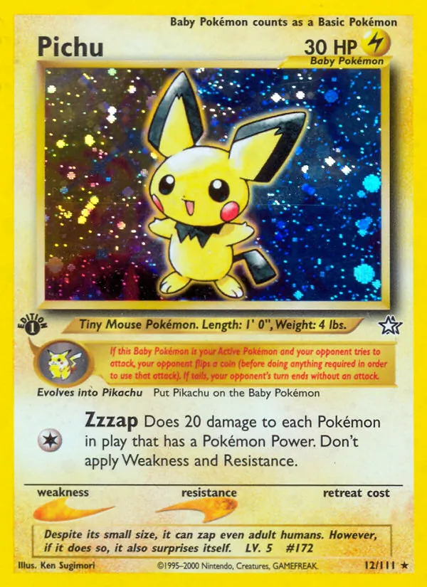Pichu, first edition holofoil (neo1-12_1eh)
