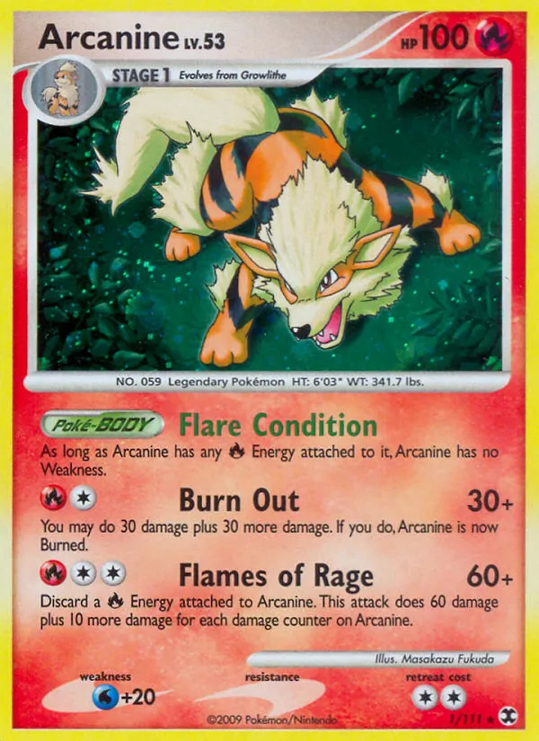 Arcanine, holofoil (pl2-1_h)