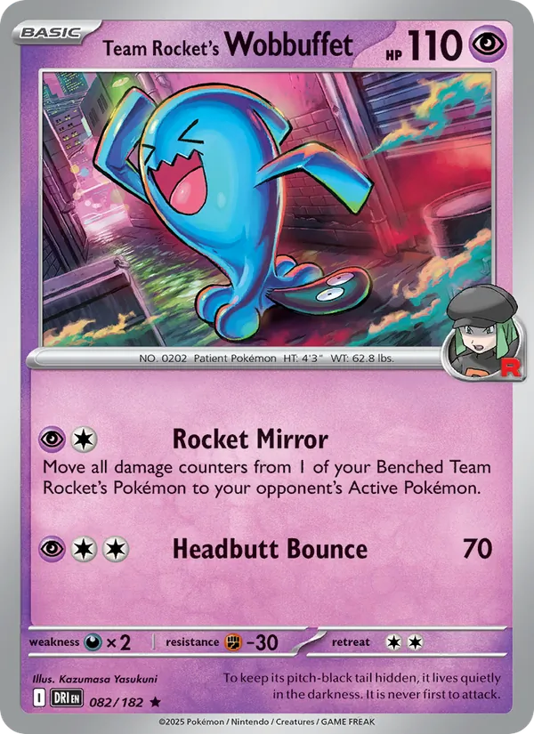 Team Rocket's Wobbuffet, holofoil (sv10-082_h)