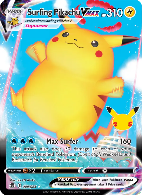 Surfing Pikachu VMAX, holofoil (cel25-9_h)