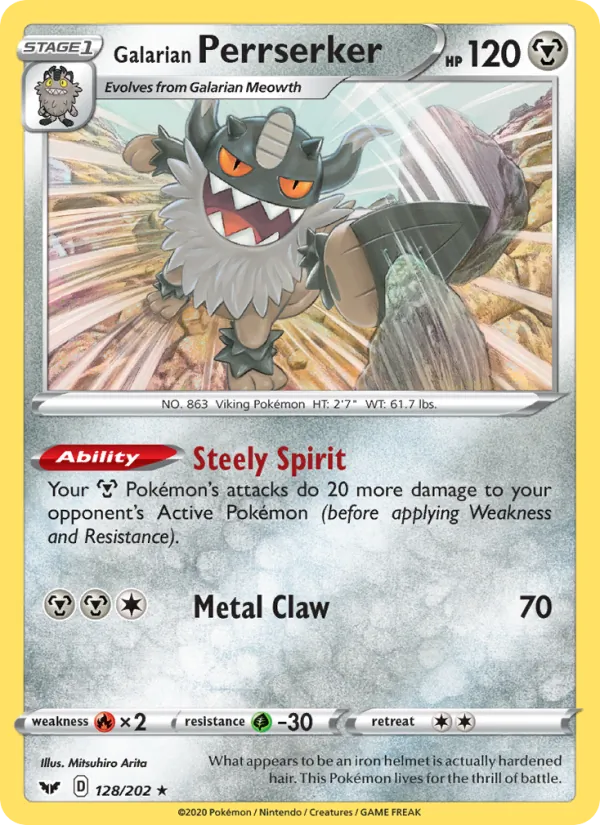 Galarian Perrserker, holofoil (swsh1-128_h)