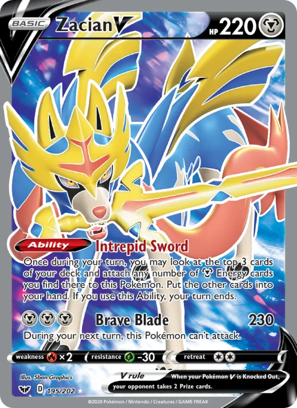 Zacian V, holofoil (swsh1-195_h)