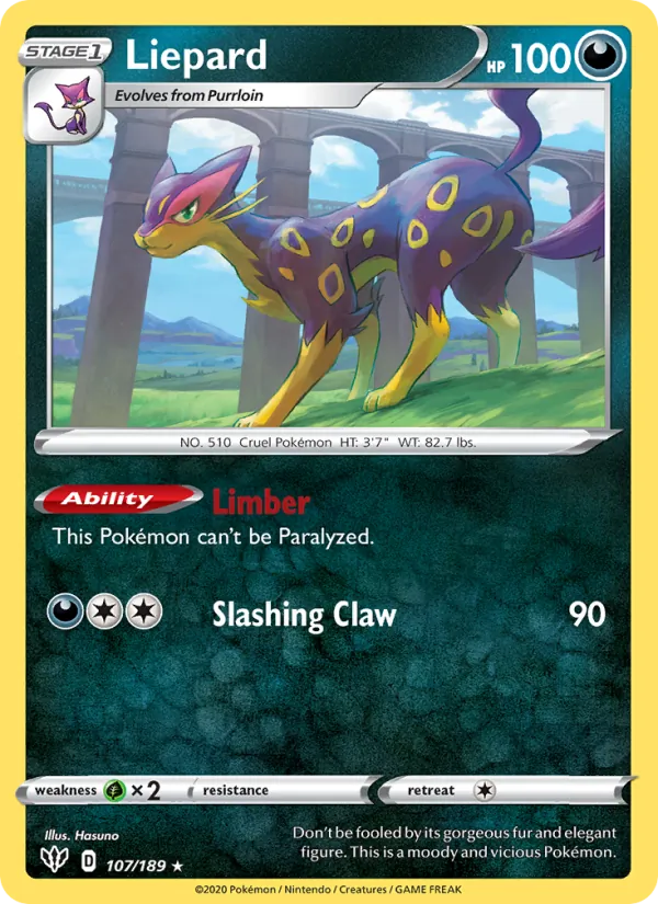 Liepard, reverse holofoil (swsh3-107_rh)