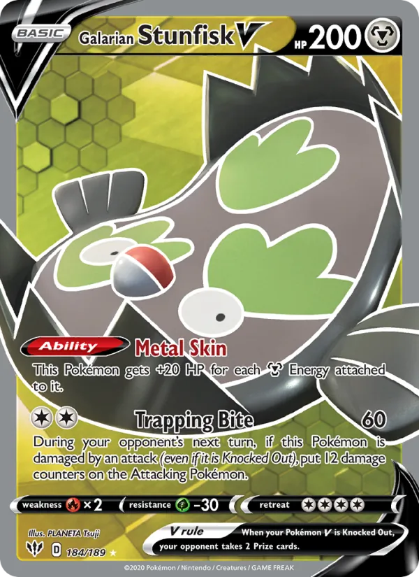 Galarian Stunfisk V, holofoil (swsh3-184_h)