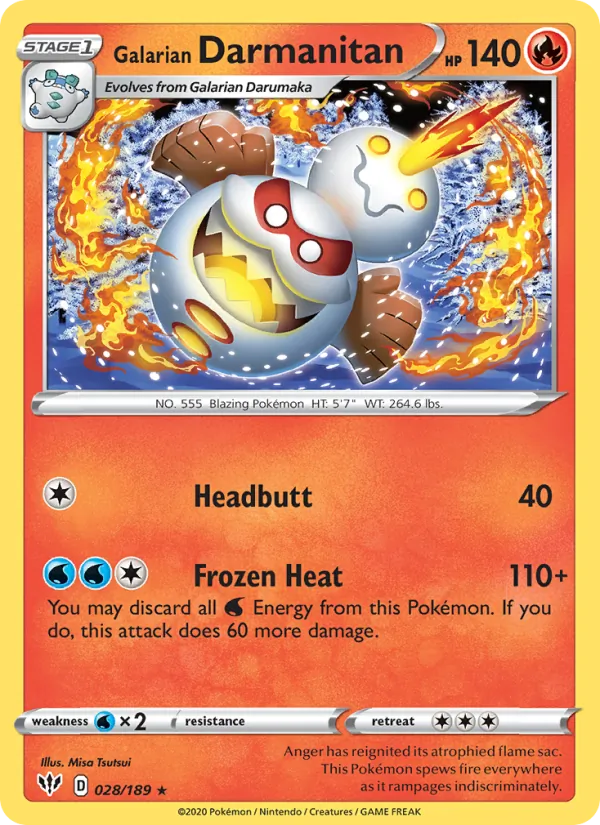 Galarian Darmanitan, reverse holofoil (swsh3-28_rh)