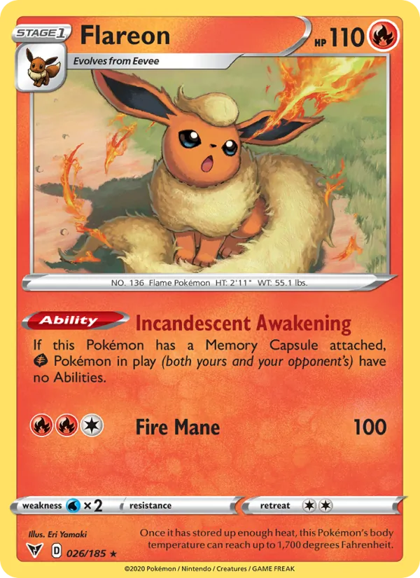 Flareon, reverse holofoil (swsh4-26_rh)
