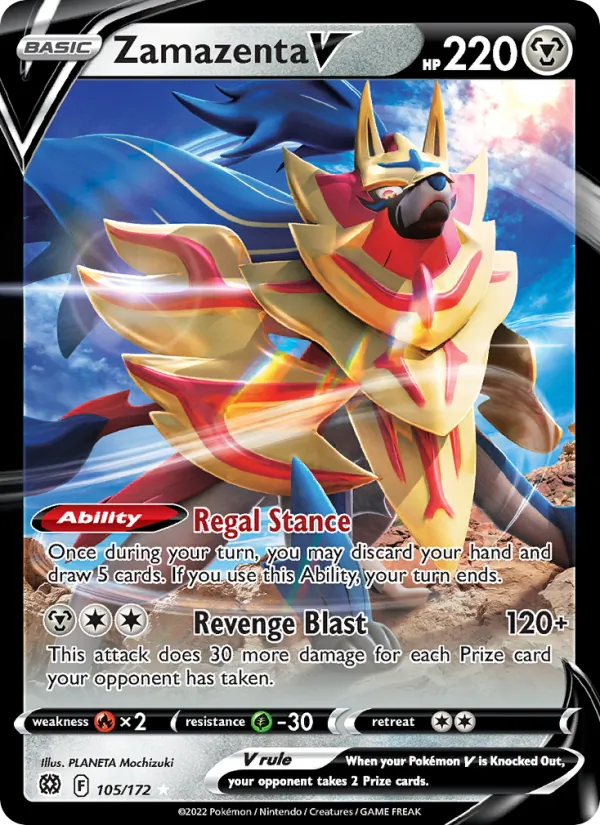 Zamazenta V, holofoil (swsh9-105_h)